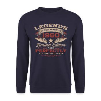 65. Geburtstag Original Jahrgang 1960 - Unisex Pullover - Navy - Vorne - Alina (178cm) & Michal (187cm)