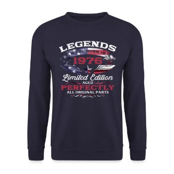 50th Birthday Man Legend Vintage 1976 - Unisex Sweatshirt - navy - Front - Alina (178cm) & Michal (187cm)