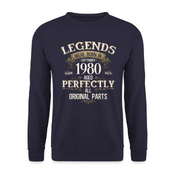 Cadeau 45ème Anniversaire Légende Septembre 1980 - Sweat-shirt Unisexe - marine - Devant - Alina (178cm) & Michal (187cm)