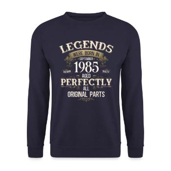 40th Birthday Gift Legend September 1985 - Unisex Sweatshirt - navy - Front - Alina (178cm) & Michal (187cm)