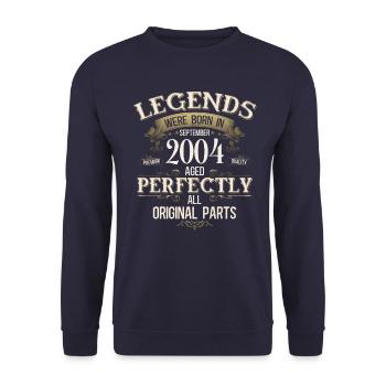 21st Birthday Gift Legend September 2004 - Unisex Sweatshirt - navy - Front - Alina (178cm) & Michal (187cm)