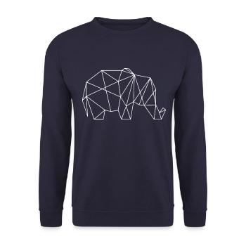 Geometrischer Elefant Geschenk Idee weiss - Unisex Pullover - Navy - Vorne - Alina (178cm) & Michal (187cm)