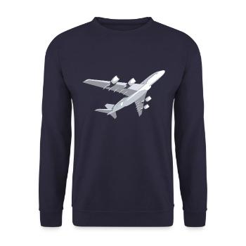 Flugzeug Passagierflugzeug Düsenflugzeug - Unisex Pullover - Navy - Vorne - Alina (178cm) & Michal (187cm)