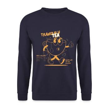 T-shirt "tranquily tea" cool and fun - Sweat-shirt Unisexe - marine - Devant - Alina (178cm) & Michal (187cm)