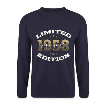 66th Birthday Original August 1958 Born 1958 - Unisex Sweatshirt - navy - Front - Alina (178cm) & Michal (187cm)