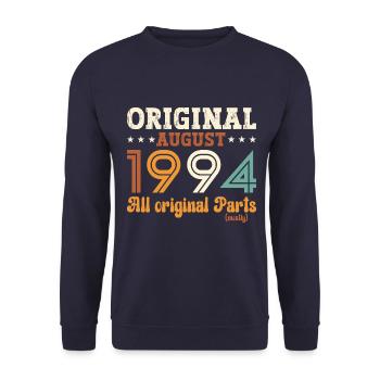 30th Birthday Original August 1994 Vintage 1994 - Unisex Sweatshirt - navy - Front - Alina (178cm) & Michal (187cm)