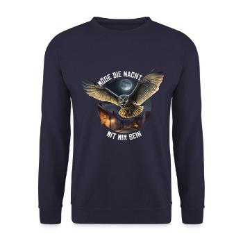 Nachteule Möge die Nacht mit mir sein Nachtdienst - Unisex Pullover - Navy - Vorne - Alina (178cm) & Michal (187cm)