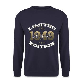 75th Birthday Original August 1949 Born 1949 - Unisex Sweatshirt - navy - Front - Alina (178cm) & Michal (187cm)
