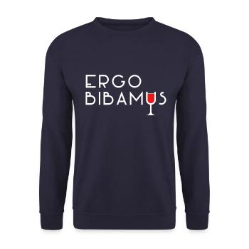 ergo bibamus Latein - Unisex Pullover - Navy - Vorne - Alina (178cm) & Michal (187cm)