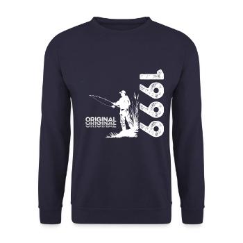 25ème Anniversaire Pêcheur Pêche 1999 Millésime 1999 - Sweat-shirt Unisexe - marine - Devant - Alina (178cm) & Michal (187cm)