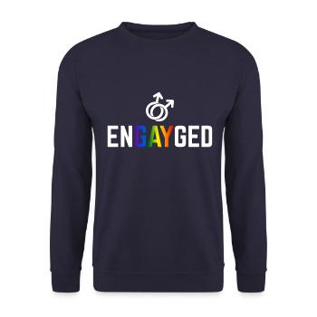 Engayged Gay Engagement Gift - Unisex Sweatshirt - navy - Front - Alina (178cm) & Michal (187cm)