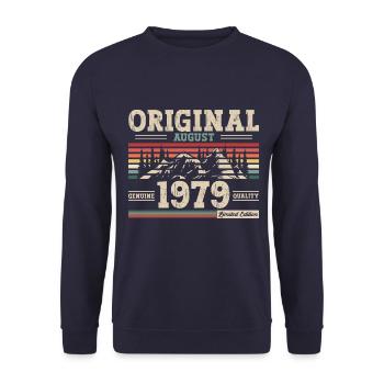 45e anniversaire Original août 1979 Né en 1979 - Sweat-shirt Unisexe - marine - Devant - Alina (178cm) & Michal (187cm)
