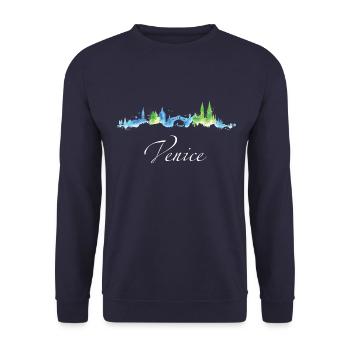 Venice Venedig Skyline Italien Geschenk Idee - Unisex Pullover - Navy - Vorne - Alina (178cm) & Michal (187cm)