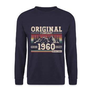 65th Birthday Gift Husband Original February 1960 - Unisex Sweatshirt - navy - Front - Alina (178cm) & Michal (187cm)