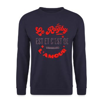 le rugby c'est, et reste de l'amour.. - Sweat-shirt Unisexe - marine - Devant - Alina (178cm) & Michal (187cm)