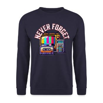 Never Forget the 80s Shirt - Unisex Pullover - Navy - Vorne - Alina (178cm) & Michal (187cm)