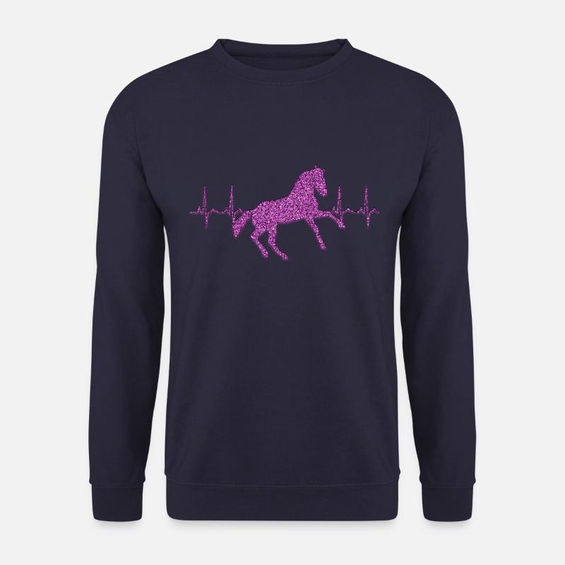 Herzschlag Pferd Glitzer Geschenk Geschenkidee - Unisex Pullover - Navy