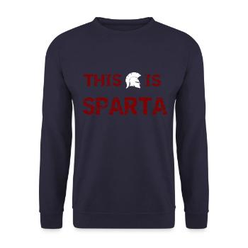 This is Sparta - Unisex Sweatshirt - navy - Front - Alina (178cm) & Michal (187cm)