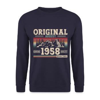 66th Birthday Original August 1958 Born 1958 - Unisex Sweatshirt - navy - Front - Alina (178cm) & Michal (187cm)