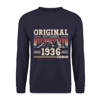 88ème Anniversaire Millésime Septembre 1936 Millésime 36 - Sweat-shirt Unisexe - marine - Devant - Alina (178cm) & Michal (187cm)
