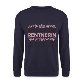 Knackige Rentnerin Rente 2024 Geschenk Ruhestand - Unisex Pullover - Navy - Vorne - Alina (178cm) & Michal (187cm)