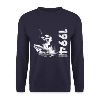 30ème Anniversaire Pêcheur Pêche 1994 Millésime 1994 - Sweat-shirt Unisexe - marine - Devant - Alina (178cm) & Michal (187cm)