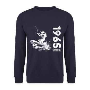 60ème Anniversaire Pêcheur Pêche 1965 Millésime 1965 - Sweat-shirt Unisexe - marine - Devant - Alina (178cm) & Michal (187cm)