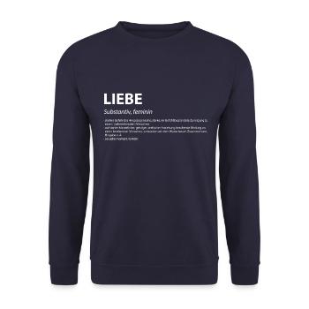 Wort Definition Liebe Geschenk Idee weiss - Unisex Pullover - Navy - Vorne - Alina (178cm) & Michal (187cm)