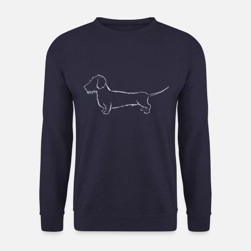 Rauhaardackel Strichzeichnung Kontur - Unisex Pullover - Navy