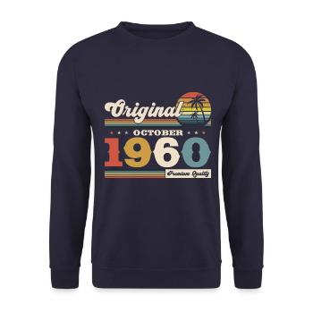 65. Geburtstag Legende Oktober 1960 Jahrgang 60 - Unisex Pullover - Navy - Vorne - Alina (178cm) & Michal (187cm)