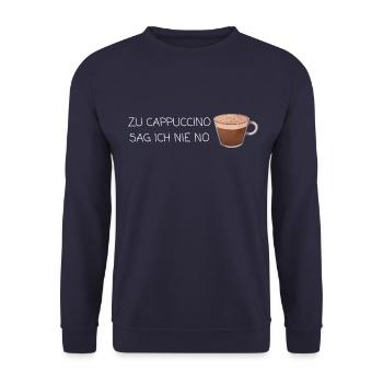 Zu Cappuccino sag ich nie no - Unisex Pullover - Navy - Vorne - Alina (178cm) & Michal (187cm)