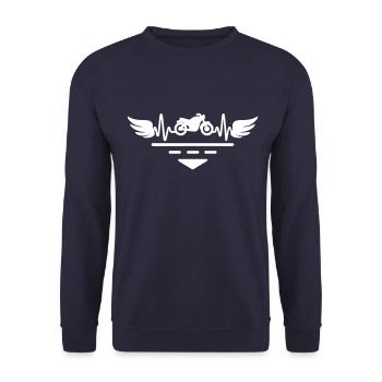 J’adore la moto, la moto, le motocycliste - Sweat-shirt Unisexe - marine - Devant - Alina (178cm) & Michal (187cm)