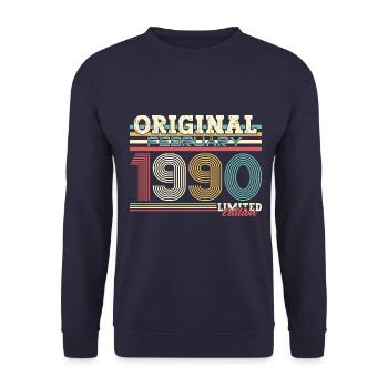 35ème anniversaire cadeau mari Original février 1990 - Sweat-shirt Unisexe - marine - Devant - Alina (178cm) & Michal (187cm)