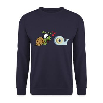 Chemise escargots · ruban d'amour · cadeau de coeur - Sweat-shirt Unisexe - marine - Devant - Alina (178cm) & Michal (187cm)