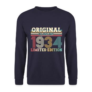 90th Birthday Original August 1934 Born 1934 - Unisex Sweatshirt - navy - Front - Alina (178cm) & Michal (187cm)