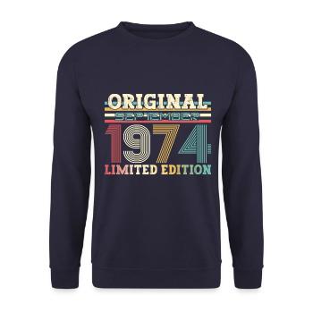 55. Geburtstag Vintage September 1969 Jahrgang 69 - Unisex Pullover - Navy - Vorne - Alina (178cm) & Michal (187cm)