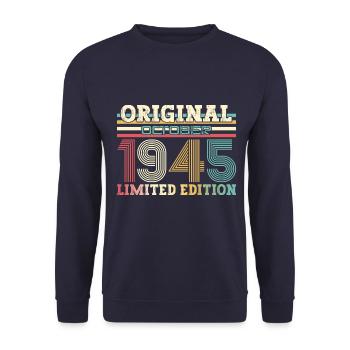 80e anniversaire Légende Octobre 1945 Volume 45 - Sweat-shirt Unisexe - marine - Devant - Alina (178cm) & Michal (187cm)