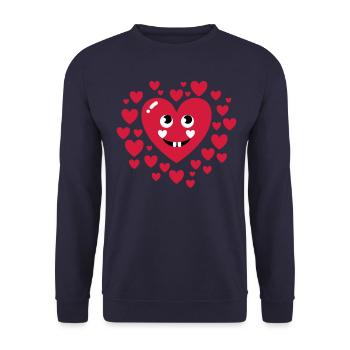 13 heart in love face funny love humor couples - Unisex Sweatshirt - navy - Front - Alina (178cm) & Michal (187cm)