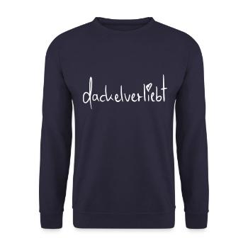 dackelverliebt - Unisex Pullover - Navy - Vorne - Alina (178cm) & Michal (187cm)