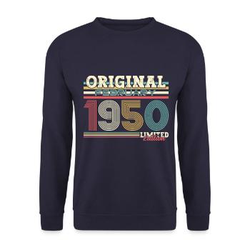 75ème anniversaire cadeau mari Original février 1950 - Sweat-shirt Unisexe - marine - Devant - Alina (178cm) & Michal (187cm)