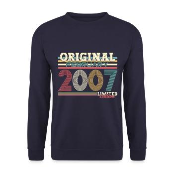 18. Geburtstag Geschenk Mann Original Februar 2007 - Unisex Pullover - Navy - Vorne - Alina (178cm) & Michal (187cm)