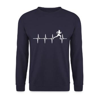 Cadeau de jogger ECG de rythme cardiaque en cours d'exécution - Sweat-shirt Unisexe - marine - Devant - Alina (178cm) & Michal (187cm)