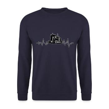 LKW Shirt · Trucker · Fahrer Job Geschenk - Unisex Pullover - Navy - Vorne - Alina (178cm) & Michal (187cm)