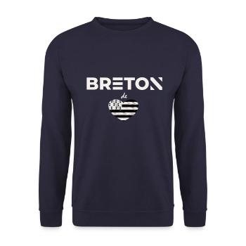 breton de coeur - Sweat-shirt Unisexe - marine - Devant - Alina (178cm) & Michal (187cm)