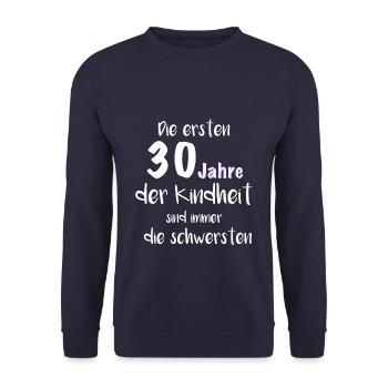 30. Geburtstag Shirt - Geschenk zum 30er - Unisex Pullover - Navy - Vorne - Alina (178cm) & Michal (187cm)