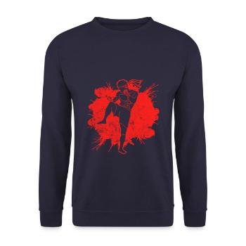 Muay Thai Kämpfer - Unisex Pullover - Navy - Vorne - Alina (178cm) & Michal (187cm)