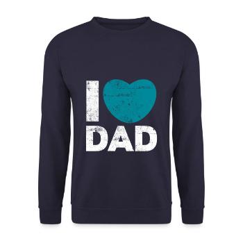 Ich liebe Papa Herz - Unisex Pullover - Navy - Vorne - Alina (178cm) & Michal (187cm)
