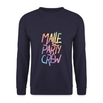 malle party crew bunt - Unisex Pullover - Navy - Vorne - Alina (178cm) & Michal (187cm)