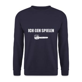 Kettensägenkunst Schnitzerei Carving - Unisex Pullover - Navy - Vorne - Alina (178cm) & Michal (187cm)