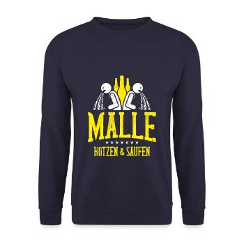 malle kotzen saufen - Unisex Pullover - Navy - Vorne - Alina (178cm) & Michal (187cm)